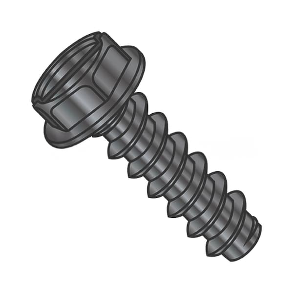 Usa Industrials Self-Drilling Screw, #10-16 x 1/2", Black Oxide Steel Flange Hex Head Slotted Drive BULK-SCRW-14784 - main